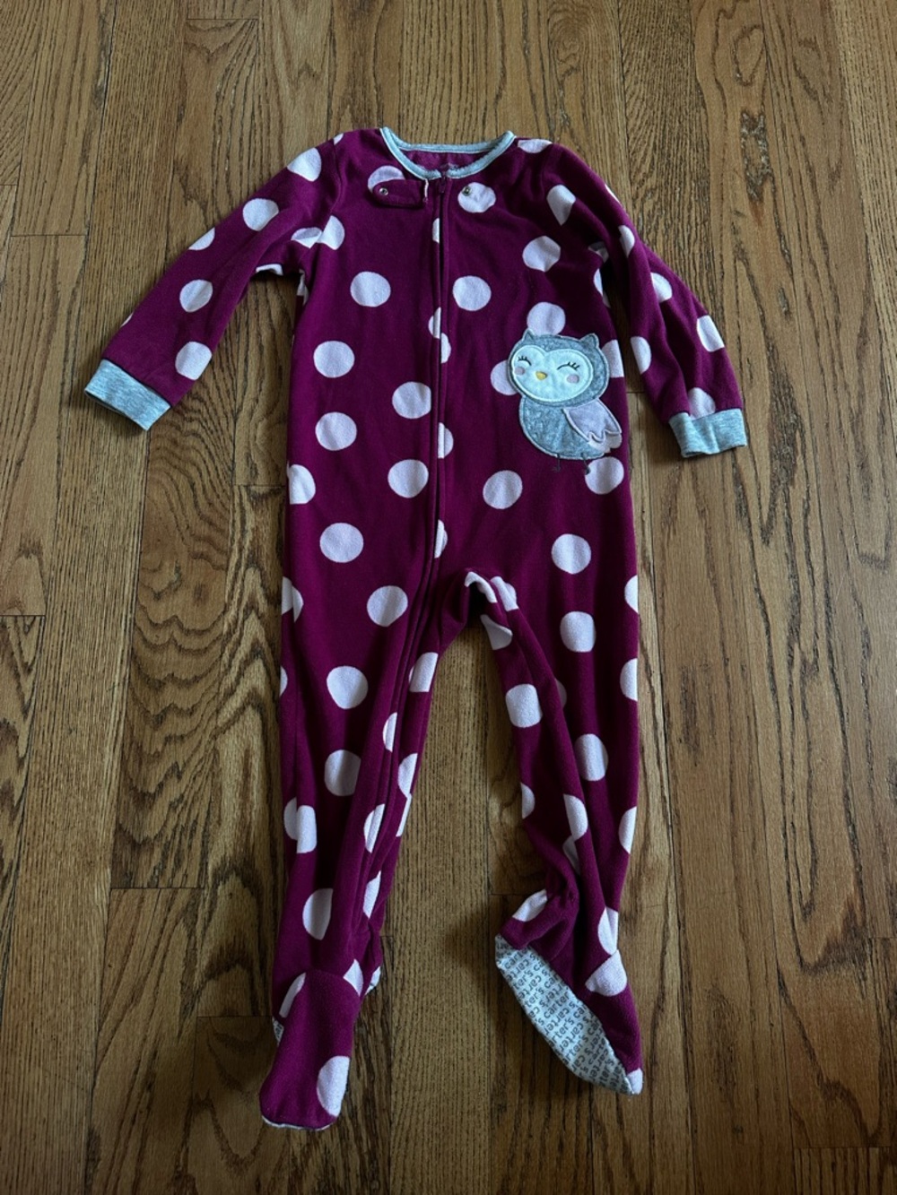 Carters Polka Dot One-Piece Pajamas - Plum with White Dots